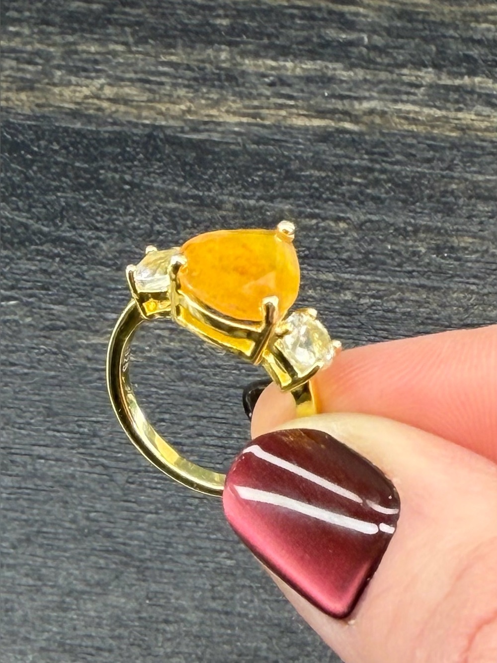 Stunning Natural Yellow Sapphire & Topaz accent Ring 18k Gold over 925 Silver- 6 - Picture 8 of 16